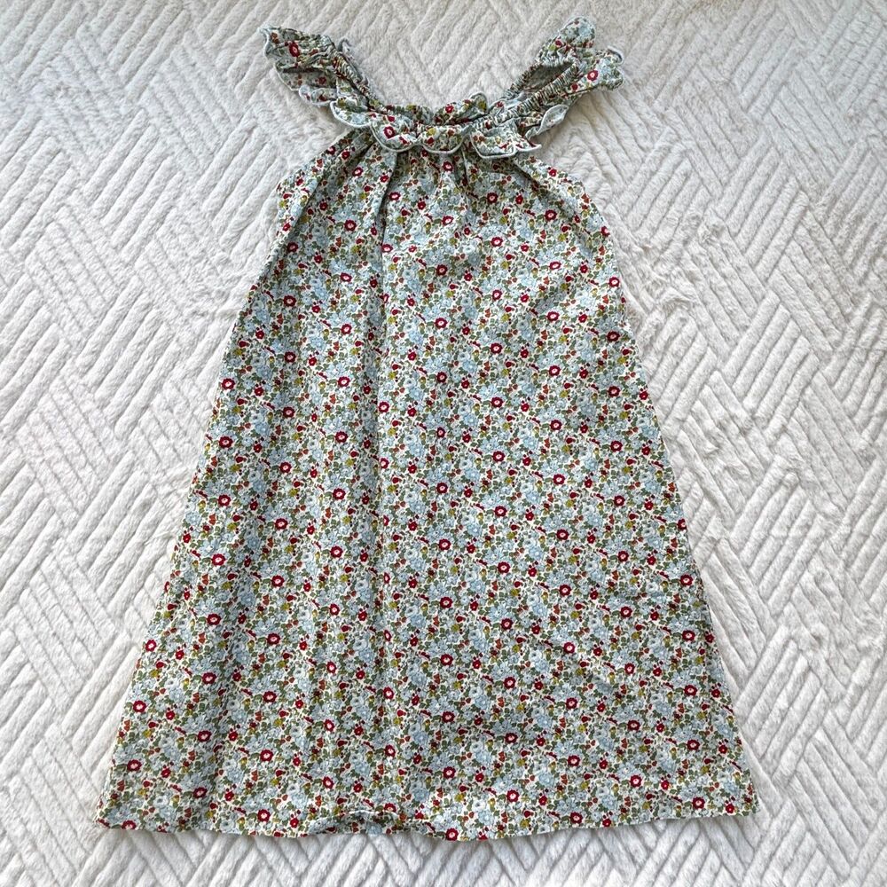 Bisby Girls Size 8 Floral Smocked Sundress Cotton Ruffle Strap Spring